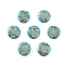 Synthetic Turquoise Beads, with Golden Tone Brass Slices, Flat Round with Constellations, Capricorn, 15x5mm, Hole: 1mm