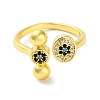 Round Brass Rhinestone Open Cuff Rings for Women RJEW-P112-02A-G-2