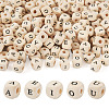 Kissitty 250Pcs 5 Styles Printed Natural Schima Wood Beads WOOD-KS0001-22-10