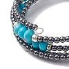 Non-magnetic Synthetic Hematite Bead & Synthetic Turquoise Bangle Making BJEW-JB10990-4