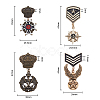 SUPERFINDINGS 4Pcs 4 Style Eagle & Star & Crown & Cross Dangle Charms Zinc Alloy Badges JEWB-FH0001-15-2