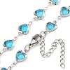 304 Stainless Steel & Glass Heart Link Chain Necklaces NJEW-P315-03P-03-2