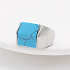 Rectangle Synthetic Turquoise Finger Ring FIND-PW0021-08B-P-1