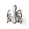 304 Stainless Steel Flower Wide Chunky Cuff Earrings for Women EJEW-TAC0015-13P-1