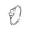 Heart 304 Stainless Steel Finger Ring foe Women RJEW-C086-15-P-1