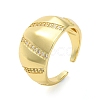 Plating Brass Micro Pave Cubic Zirconia Open Cuff Rings RJEW-K266-16A-G-1