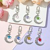 7Pcs 7 Colors Moon with Star Glass & Alloy Pendant Decoration HJEW-JM02109-2