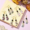 5 Pair 5 Style Rack Plating Alloy Cat Shape Dangle Earrings EJEW-JE05446-5