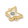 Brass Micro Pave Clear Cubic Zirconia Connector Charms KK-M303-04G-08-2