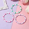 Heart Polymer Clay & Acrylic Beaded Stretch Bracelets BJEW-JB10677-5