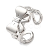 Bowknot Brass Open Cuff Rings for Women RJEW-B062-02P-1