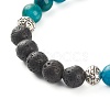 Natural Chalcedony & Natural Lava Rock Round Beads Stretch Bracelet for Her BJEW-JB06920-7