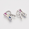 Brass Cubic Zirconia Slide Charms ZIRC-S063-01R-P-2