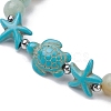 Dyed Synthetic Turquoise Turtle and Starfish Beaded Bracelets BJEW-JB10062-01-3