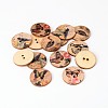 2-Hole Printed Wooden Sewing Buttons BUTT-A034-015-1
