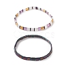 2Pcs 2 Style Glass Seed Rectangle Beaded Stretch Bracelets Set BJEW-JB09035-3