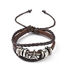 PU Leather & Waxed Cords Triple Layer Multi-strand Bracelets BJEW-G709-01-2