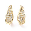 Rack Plating Brass Micro Pave Cubic Zirconia Hoop Earring Findings with Latch Back Closure ZIRC-C039-08G-2