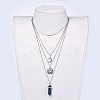 Bullet Natural Lapis Lazuli Pendant Tiered Necklaces NJEW-JN02457-03-6