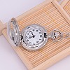 Alloy Flat Round with Pattern Printed Porcelain Openable Quartz Pocket Watch Pendant Necklace WACH-M126-M02-4