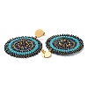 Woven Glass Beaded Flat Round Dangle Stud Earrings EJEW-A105-13G-2