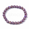 Natural Lepidolite/Purple Mica Stone Stretch Bracelets BJEW-S138-03B-02-2