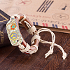 Adjustable Casual Unisex Flower and Peace Sign Leather Bracelets BJEW-BB15619-6
