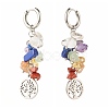 Tree of Life Charm Huggie Hoop Earrings for Girl Women X1-EJEW-JE04672-3