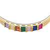 Colorful Cubic Zirconia Rectangle Hinged Bangle BJEW-N014-007-4