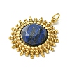 Ion Plating(IP) 304 Stainless Steel Pave Faceted Natural Lapis Lazuli Pendants FIND-Z028-38B-2