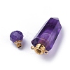 Faceted Natural Amethyst Openable Perfume Bottle Pointed Pendants G-P435-D-02G-3