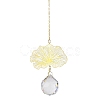 Brass Hollow Lotus Leaf Hanging Ornaments HJEW-E012-03G-02-3