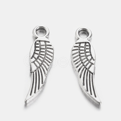 Tibetan Style Alloy Wing Charms TIBEP-3344-AS-RS-1