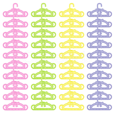 CHGCRAFT 40Pcs 4 Colors Bowknot & Star Pattern Plastic Doll Clothes Hangers DIY-CA0003-48-1