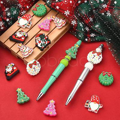 16Pcs 8 Style Christmas Silicone Beads SIL-SZ0001-08-1