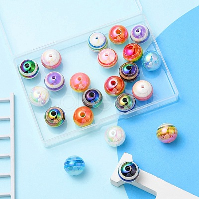 22Pcs 11 Colors Stripe Resin Beads RESI-YW0001-32-1