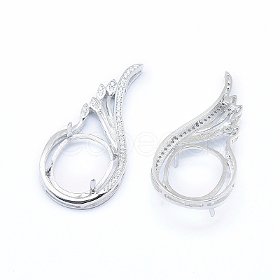 Anti-Tarnish Rhodium Plated 925 Sterling Silver Pendant Claw Cabochon Settings STER-I017-020P-1