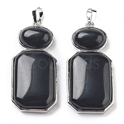 Natural Obsidian Human Body Shaped Pendants G-P552-03P-05-1