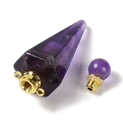 Natural Amethyst Faceted Cone Openable Perfume Bottle Big Pendants G-L524-18G-10-1