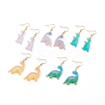 Acrylic Dinosaur Pendants Dangle Earrings EJEW-JE04581-1