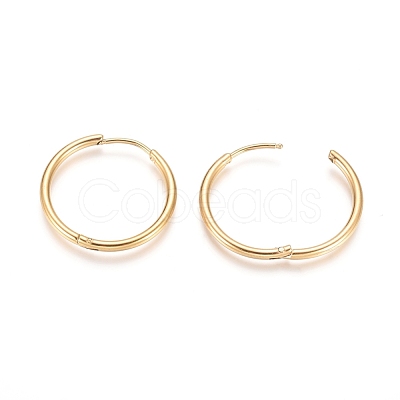 Ion Plating(IP) 304 Stainless Steel Huggie Hoop Earrings EJEW-F111A-25mm-G-1