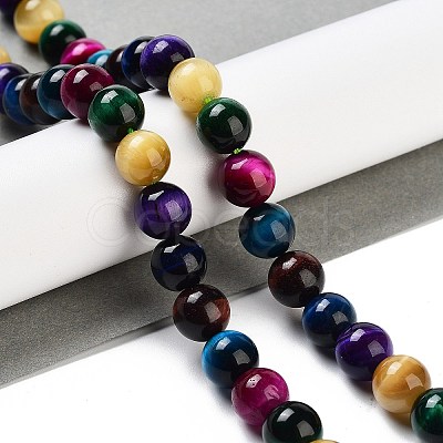 7 Colors Natural Tiger Eye Beads Strands G-A220-A01-02-1