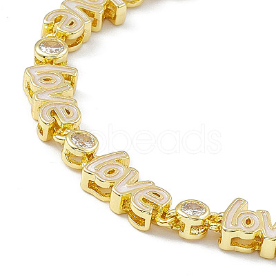 Brass Micro Pave Cubic Zirconia Chain Bracelets BJEW-P288-08G-1