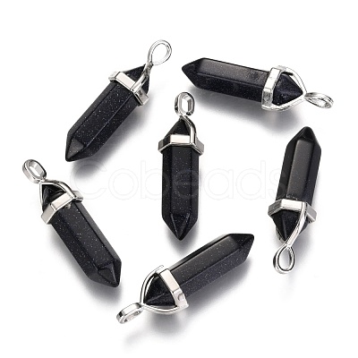 Bullet Synthetic Blue Goldstone Pointed Pendants X-G-F295-03H-1