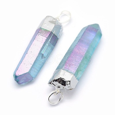 Faceted Natural Quartz Crystal Pointed Pendants G-F582-I01-S-1