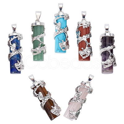 SUNNYCLUE 7Pcs 7 Style Natural & Synthetic Gemstone Pendants G-SC0001-48-1