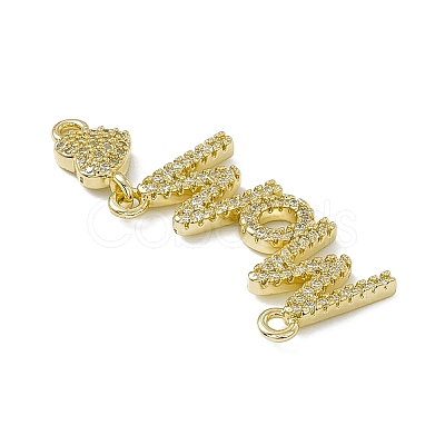 Rack Plating Brass Micro Pave Clear Cubic Zirconia Connector Charms ZIRC-F130-12G-1