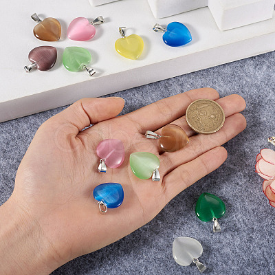 Cheriswelry 20Pcs 10 Colors Cat Eye Pendants G-CW0001-10-1