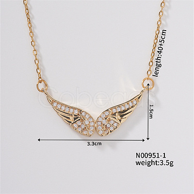 Vintage chic angel wing collarbone necklace with dazzling diamonds. HI7354-1-1