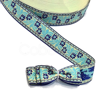 50 Yards Ethnic Style Polyester Flower Jacquard Ribbon for DIY Bowknot Making PW-WG64D4A-01-1